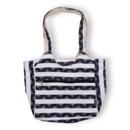 Striped fabric tote bag by Maverick Bags, stylish and durable for everyday use.