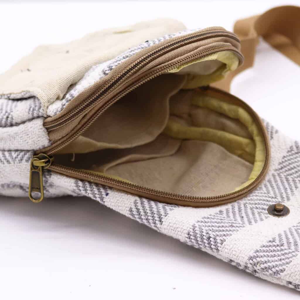 Body Cross Bag Natural Cotton - Grey & White - Image 3