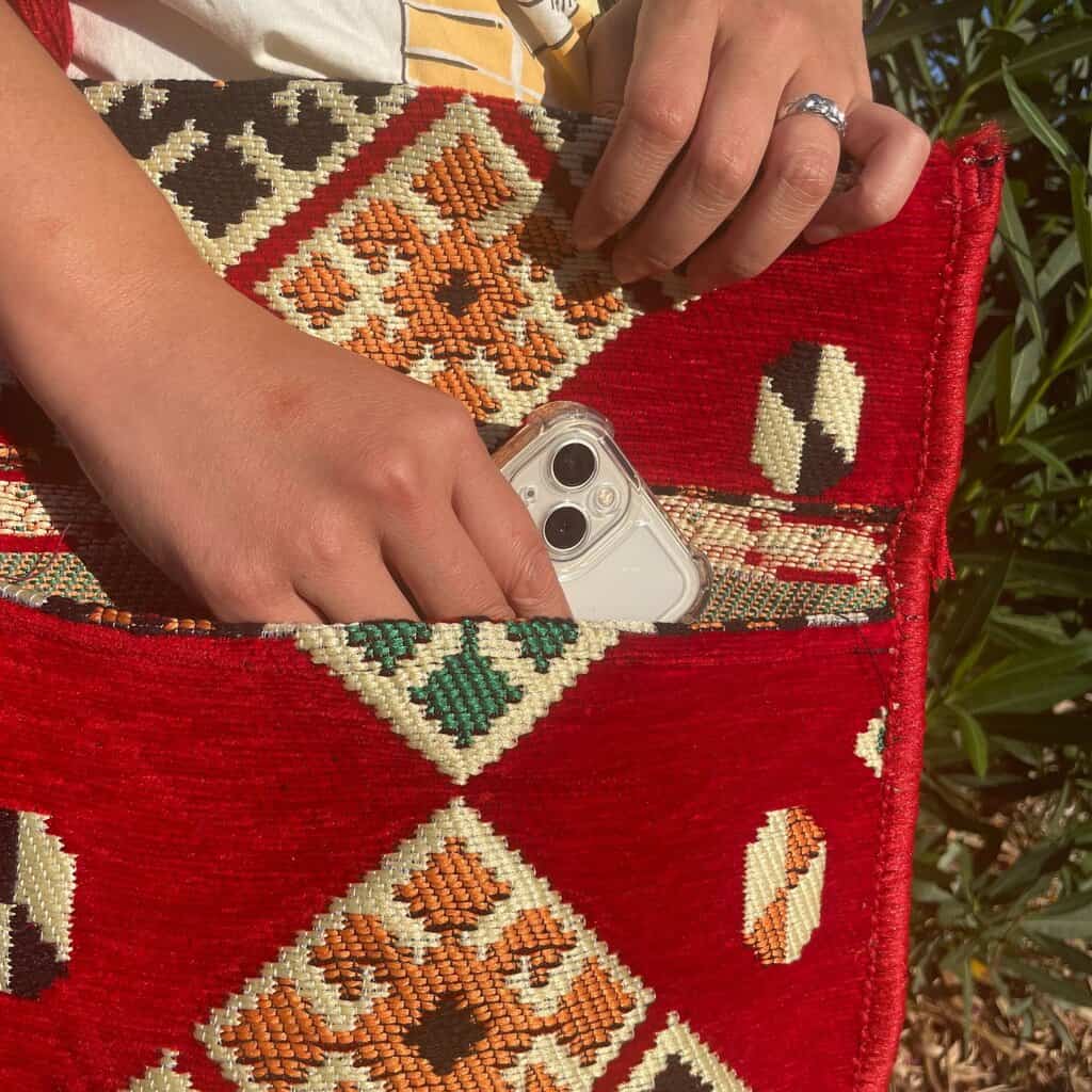 Red Kilim Messenger Festival Bag - Image 4