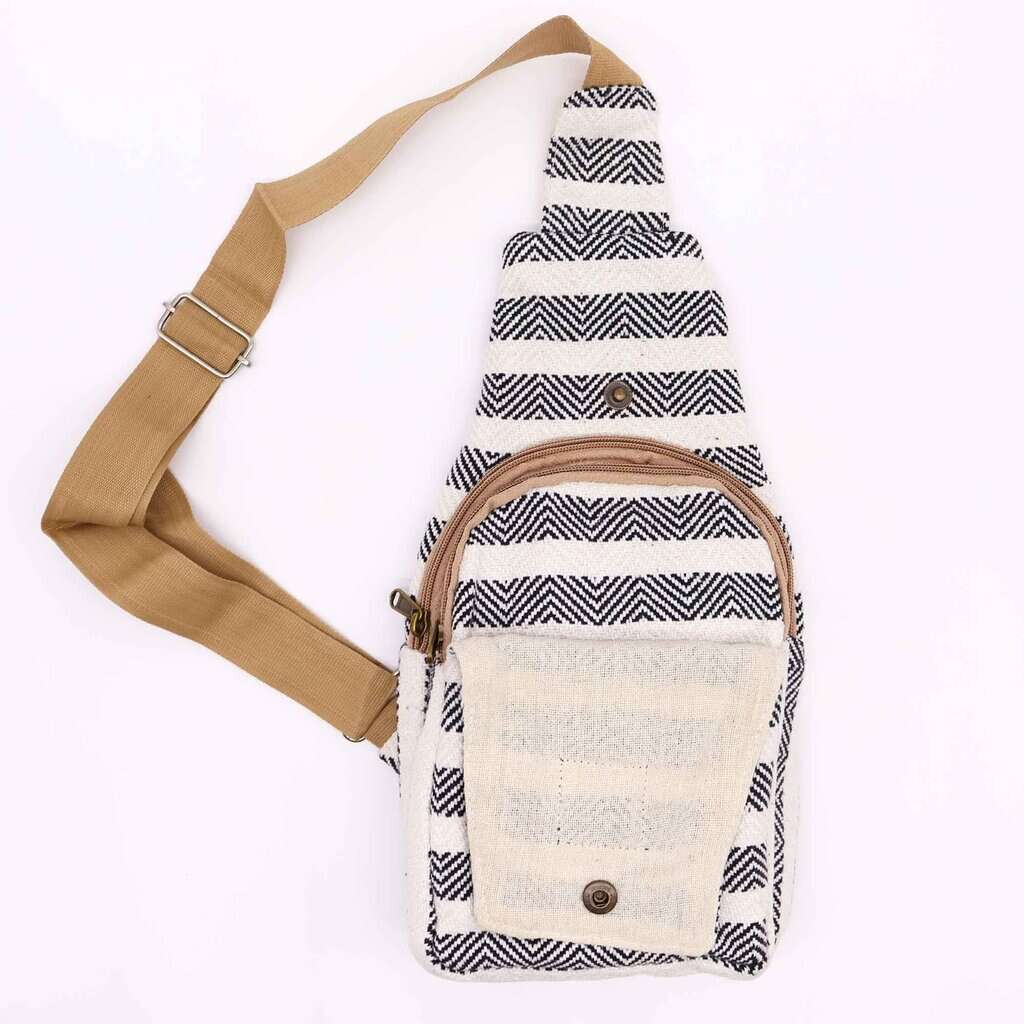 Body Cross Bag Natural Cotton - Black & White - Image 2
