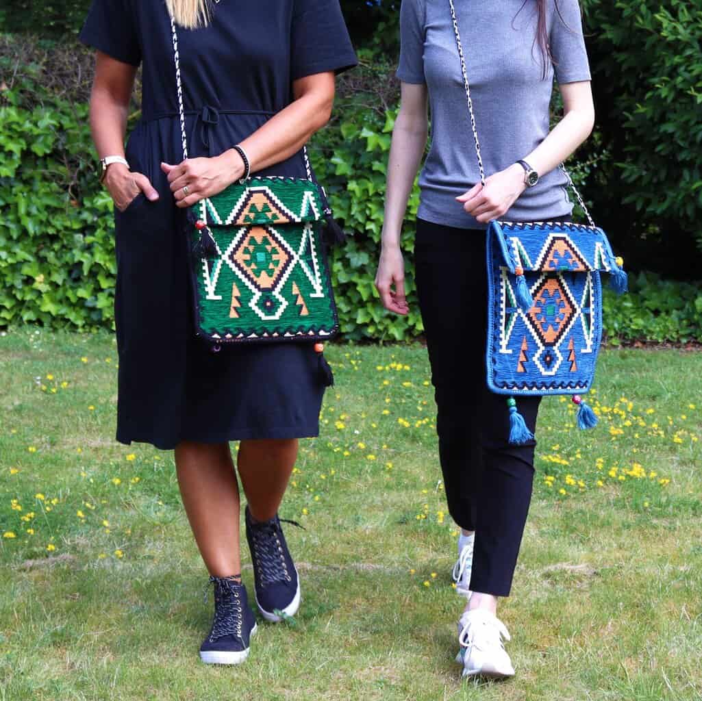 Sky Blue Kilim Messenger Festival Bag - Image 3
