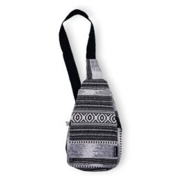 Vibrant patterned fabric slouch bag with adjustable strap, perfect for casual outings and everyday essentials.