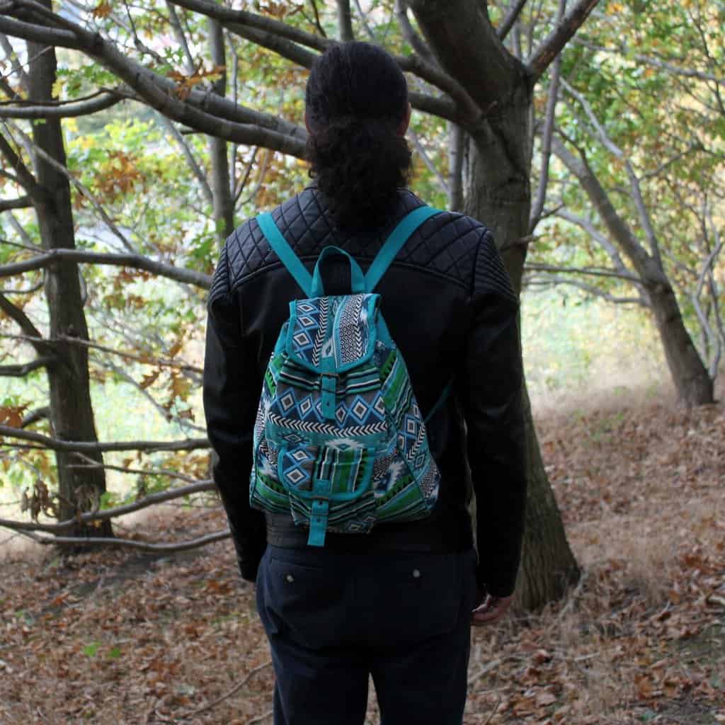 Jacquard Bag - Teal Backpack - Image 2