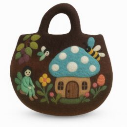 Colourful Felt Fairy Tale Bag with Mushroom, Bee, Girl, and Flowers design – Children's Carry Bag for Girls and Kids.